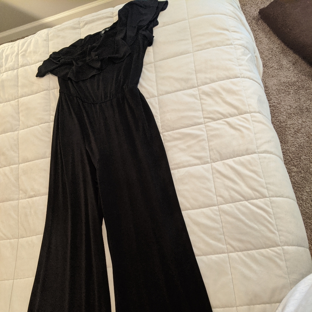 Black, one shoulder jumpsuit